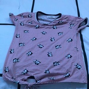 White and pink panda short sleeve
